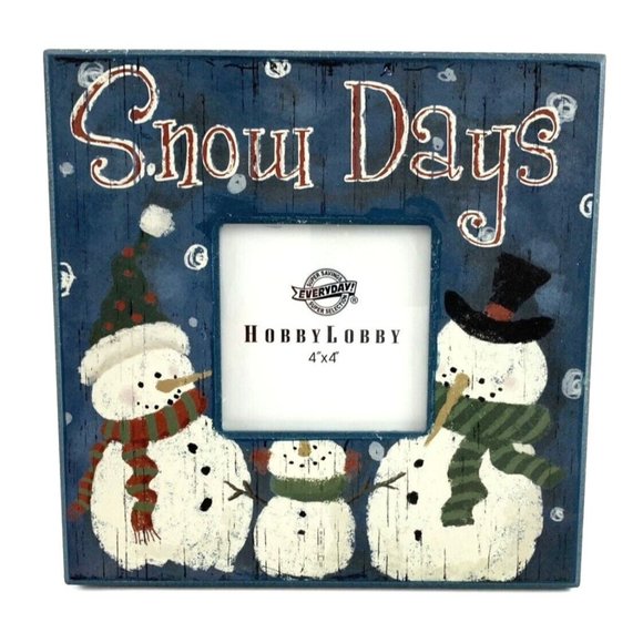 Hobby Lobby "Snow Days", Snowman Family Picture Frame.  For a 4 x 4 Photo. 2010. - Picture 4 of 6